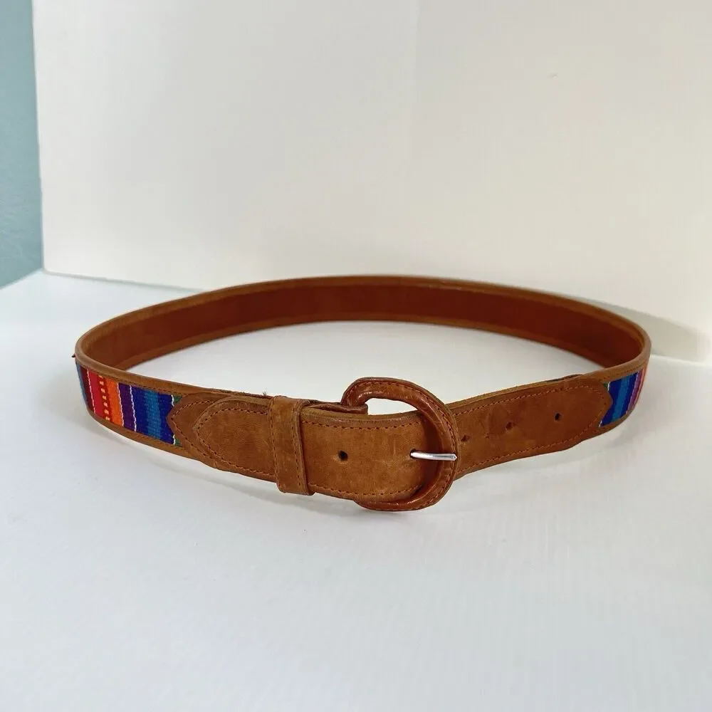VINTAGE WESTERN BELT COLORFUL WOVEN TAPESTRY BOHO AZTEC BOHEMIAN Size 30